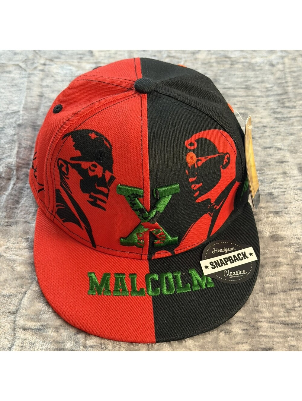 Headgear Classics Malcolm X Activist Snapback Hat Red Black Green Embroidered OS